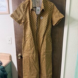 Checkered Brown & Yellow jumpsuit